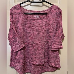 Mudd Clothing Women's Pink and Black Crop T-shirt Sz L